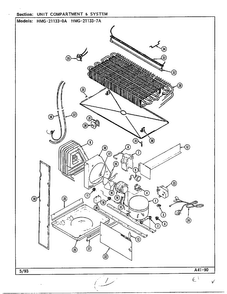 Unit Compartment And System Diagram and Parts List for 21133-A  Admiral Refrigerator