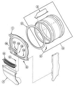 Drum Assy Diagram and Parts List for SDG809LF  Speed Queen Dryer