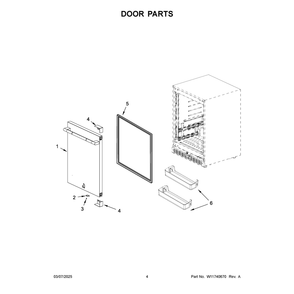 Door Parts Diagram and Parts List for JURFL242HL02  Jenn-Air Wine and Beverage Cooler