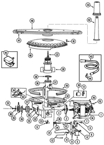 Pump & Motor Diagram and Parts List for OEMM1-DU2J-C  Magic Chef Dishwasher