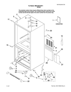 Cabinet Parts Diagram and Parts List for MB2216PUAW11  Maytag Refrigerator
