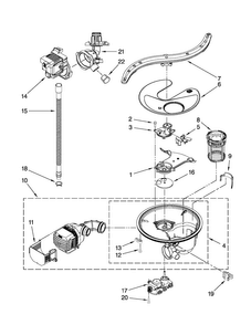 Pump, Washarm And Motor Parts Diagram and Parts List for JDB3600AWX5  Jenn-Air Dishwasher