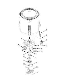 Gearcase, Motor And Pump Parts Diagram and Parts List for CAW9352EW1  Crosley Washer