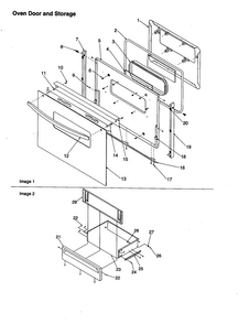 Oven Door And Storage Diagram and Parts List for ART6002L-P1143686NL  Amana Range