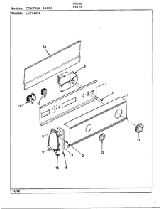 Control Panel Diagram and Parts List for 8443A  Norge Dryer