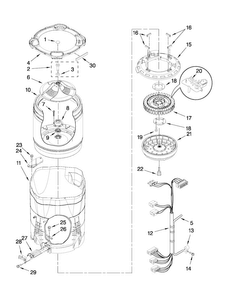 Motor, Basket And Tub Parts Diagram and Parts List for MVWB850WQ2  Maytag Washer