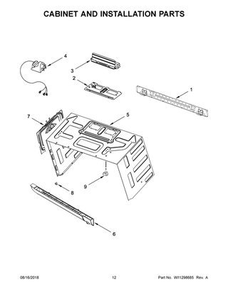 Cabinet And Installation Parts Diagram and Parts List for YMMV6190FZ2  Maytag Microwave