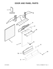 Door And Panel Parts Diagram and Parts List for MDB8969SDE0  Maytag Dishwasher