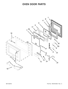 Oven Door Parts Diagram and Parts List for JDRP430WP01  Jenn-Air Range