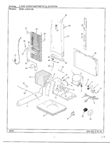 Unit Compartment And Shelves Diagram and Parts List for 24824-0A  Admiral Refrigerator
