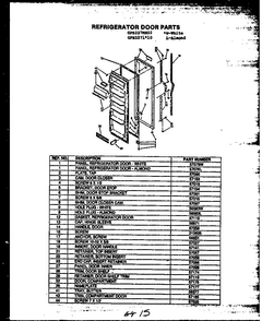 Refrigerator Door Parts Diagram and Parts List for GFS207 MN01 Caloric Refrigerator