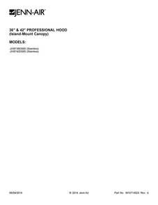 Cover Sheet Diagram and Parts List for JXI8736DS00  Jenn-Air Range Hood