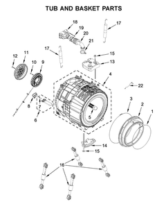 Tub And Basket Parts Diagram and Parts List for 8TMHW6630HW0  Maytag Washer