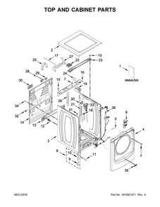 Top And Cabinet Parts Diagram and Parts List for MHW8150EC0  Maytag Washer