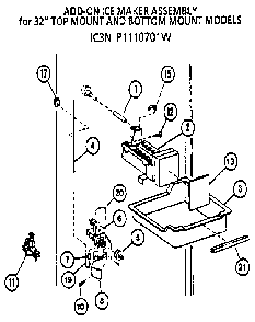 Icemaker- Add On Diagram and Parts List for 85178-P1117103W  Amana Refrigerator