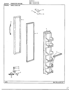 Freezer Door Diagram and Parts List for 22402-0A  Admiral Refrigerator