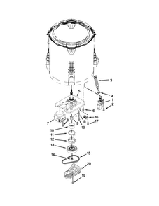 Gearcase, Motor And Pump Parts Diagram and Parts List for CAW12444DW1  Crosley Washer