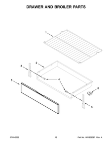 Drawer And Broiler Parts Diagram and Parts List for AGR6603SMS0  Amana Range