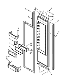 Refrigerator Door Parts Diagram and Parts List for JS48NXFXDW04  Jenn-Air Refrigerator