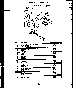 Freezer Liner Parts Diagram and Parts List for GFS207 MN01 Caloric Refrigerator