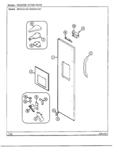 Freezer Outer Door Diagram and Parts List for 621260  Admiral Refrigerator
