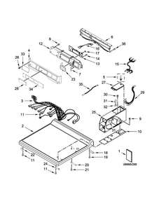 Top And Console Parts Diagram and Parts List for MDG28PDCGW0  Maytag Dryer