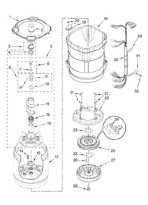 Motor, Basket And Tub Parts Diagram and Parts List for MTW6300TQ1  Maytag Washer