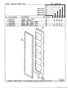 Freezer Inner Door Diagram and Parts List for HMG531680  Admiral Refrigerator