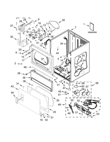 Lower Cabinet And Front Panel Parts Diagram and Parts List for MLG26PRBWW1  Maytag Dryer