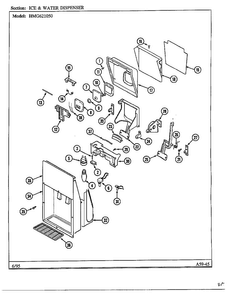 Ice And Water Dispenser Diagram and Parts List for 621050  Admiral Refrigerator