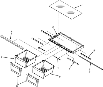 Crisper Assembly Diagram and Parts List for JBL2086HES0  Maytag Refrigerator