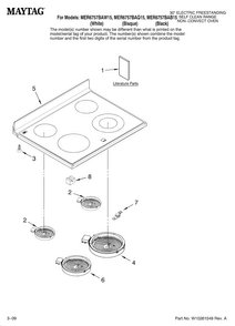 Cooktop Parts Diagram and Parts List for MER6757BAB15  Maytag Range