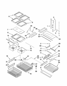 Shelf Parts Diagram and Parts List for GB2026PEKW4  Amana Refrigerator