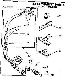 Attachment Parts Diagram and Parts List for 11621990  Kenmore Canister Vacuum