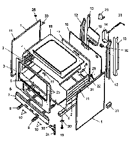 Cabinet Diagram and Parts List for RLS270UW P1143043NW Caloric Range