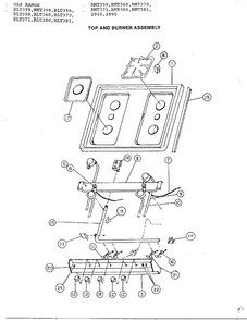 Top And Burner Assembly Diagram and Parts List for RLT360  Amana Range