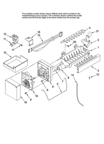 Icemaker Parts, Optional Parts Diagram and Parts List for AB2225PEKW12  Amana Refrigerator