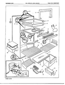 Fresh Food Compartment Diagram and Parts List for 10560B  Admiral Refrigerator