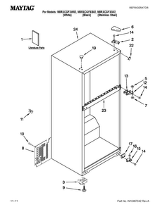 Cabinet Parts Diagram and Parts List for M8RXCGFXW02  Maytag Refrigerator