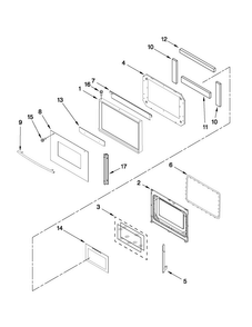 Upper Oven Door Parts Diagram and Parts List for JJW9427DDB11  Jenn-Air Wall Oven