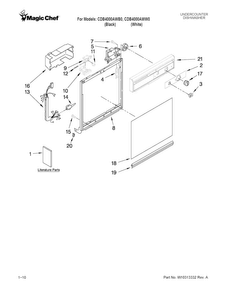 Frame And Console Parts Diagram and Parts List for CDB4000AWB0  Magic Chef Dishwasher