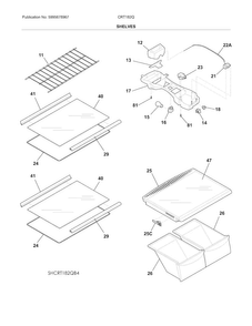 Shelves Diagram and Parts List for CRT182QB4A  Crosley Refrigerator