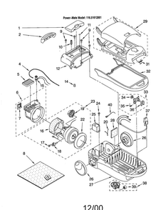 Vacuum Cleaner Diagram and Parts List for 11621612001  Kenmore Canister Vacuum