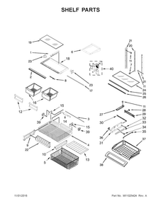 Shelf Parts Diagram and Parts List for MFF2558FEZ01  Maytag Refrigerator