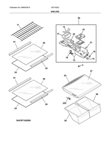 Shelves Diagram and Parts List for CRT182IQB2  Crosley Refrigerator