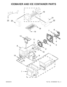 Icemaker And Ice Container Parts Diagram and Parts List for AFI2539ERB01  Amana Refrigerator