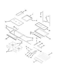 Shelf Parts Diagram and Parts List for AFI2539ERM00  Amana Refrigerator