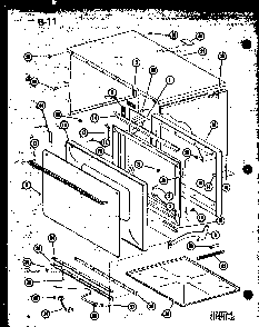 Outer Cabinet Diagram and Parts List for RRL-10A P74751-1M Amana Microwave