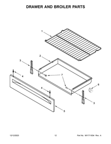 Drawer And Broiler Parts Diagram and Parts List for AGR6603SFB8  Amana Range