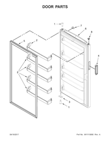 Door Parts Diagram and Parts List for MZF34X16DW01  Maytag Freezer